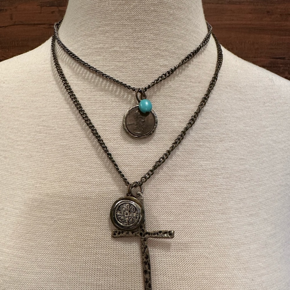 Bronze necklace with charms